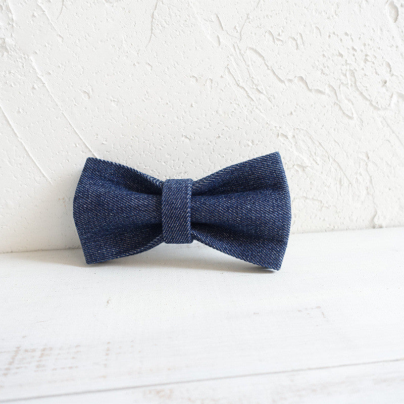 KFX-8615485 Denim Bow Tie for Pets - Adjustable Sizes XS to XL, Polyester Material