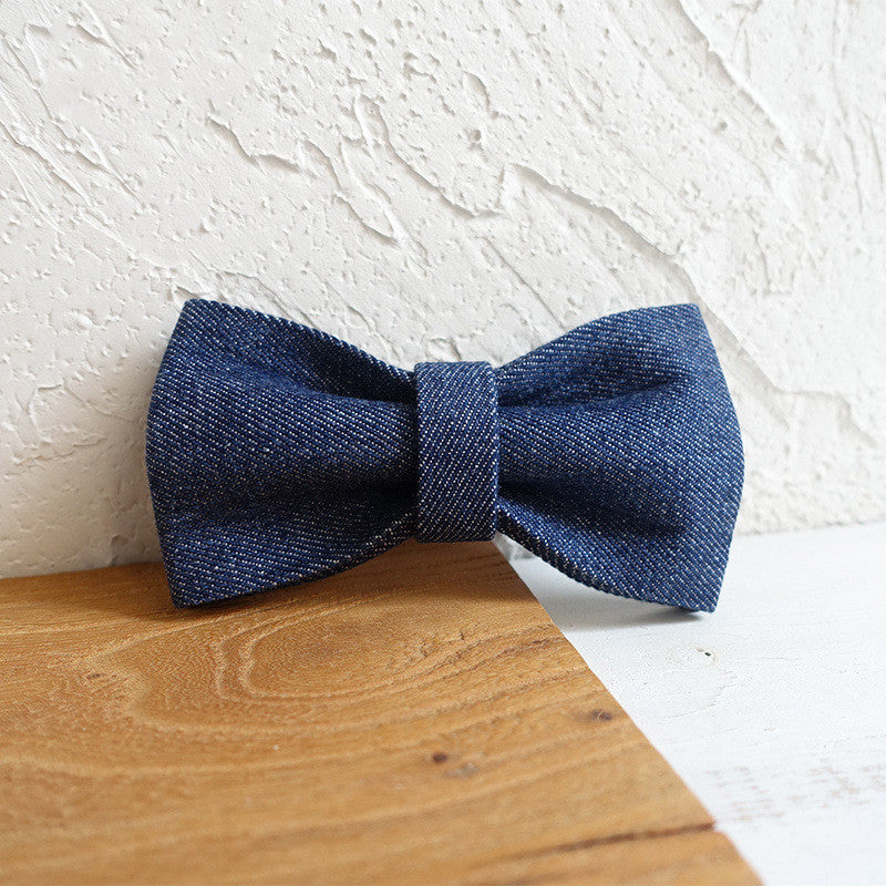 KFX-8615485 Denim Bow Tie for Pets - Adjustable Sizes XS to XL, Polyester Material