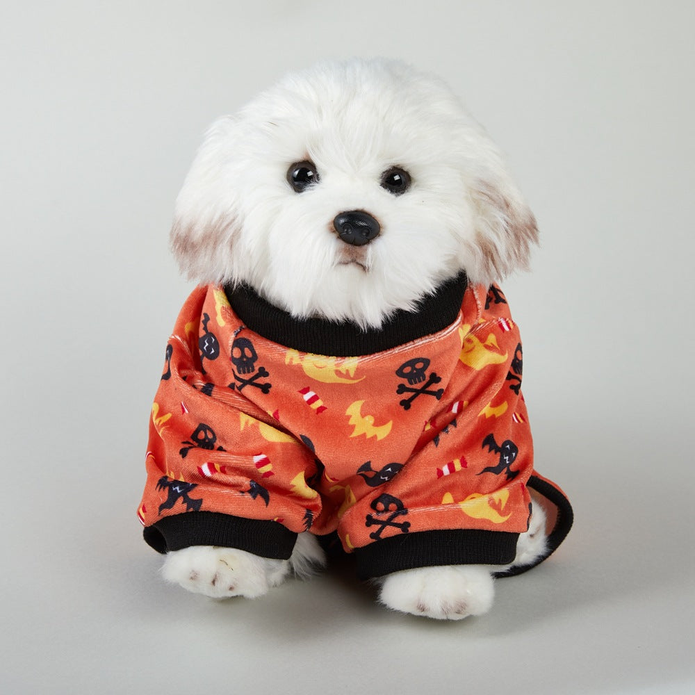 KFX-8615613 Cute Halloween Themed Pet Clothing for Dogs and Cats - Purple, Orange, and White Options Available