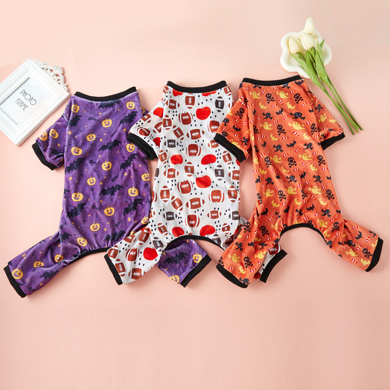 KFX-8615613 Cute Halloween Themed Pet Clothing for Dogs and Cats - Purple, Orange, and White Options Available