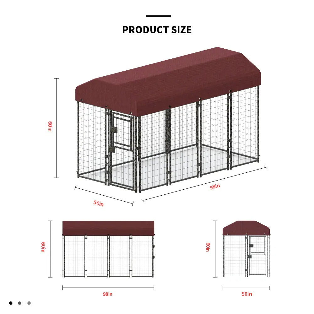 KFX-8616893 Square Tube Wire Running Cage with Single Door – 12 Piece Set, Steel & Oxford Fabric, 98"x50"x60"