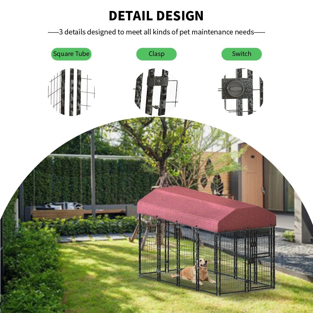 KFX-8616893 Square Tube Wire Running Cage with Single Door – 12 Piece Set, Steel & Oxford Fabric, 98"x50"x60"
