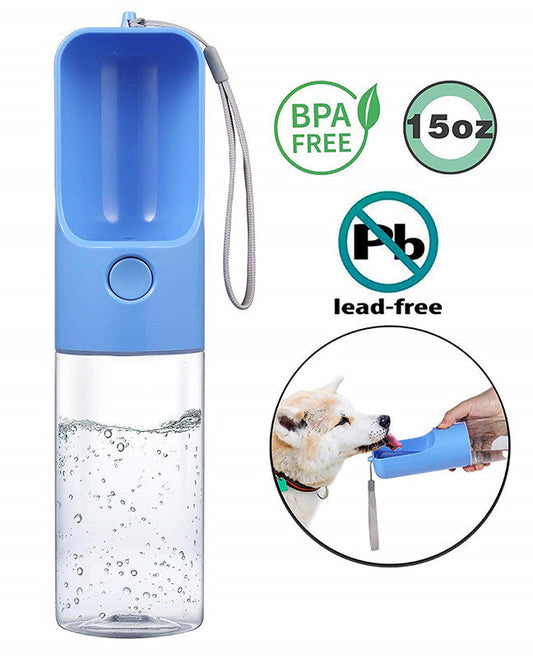 KFX-8619069 Portable Pet Water Bottle with Automatic Feeding System - 450ML Capacity, Blue and Green Options