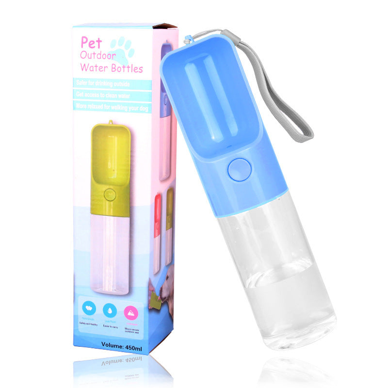 KFX-8619069 Portable Pet Water Bottle with Automatic Feeding System - 450ML Capacity, Blue and Green Options