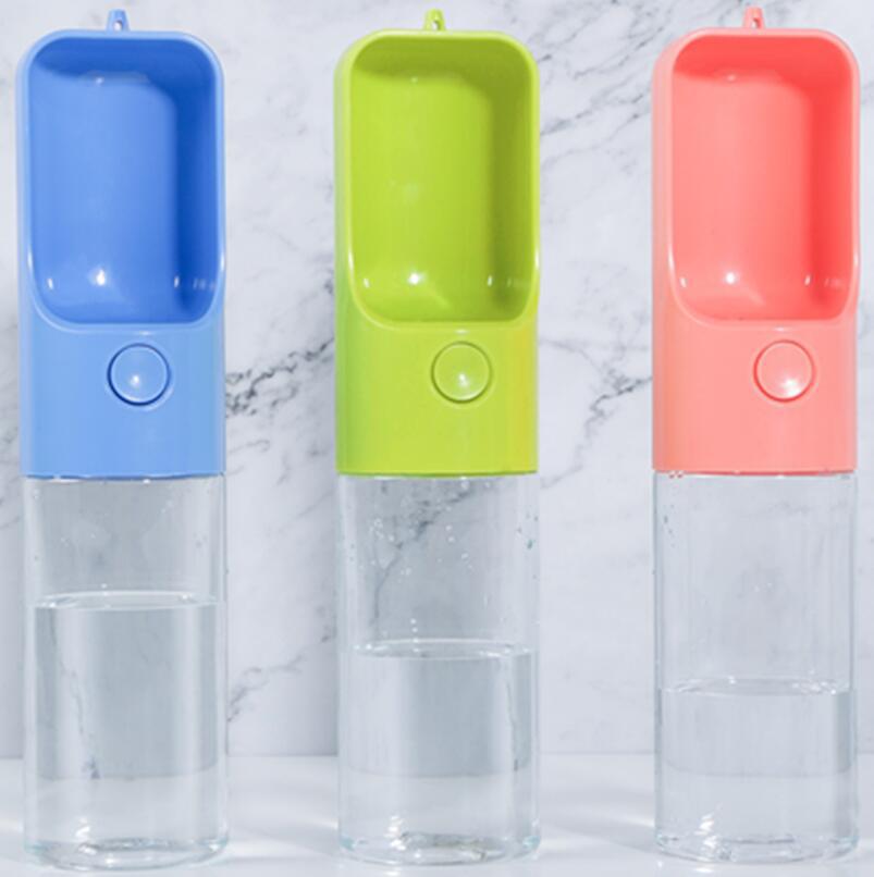 KFX-8619069 Portable Pet Water Bottle with Automatic Feeding System - 450ML Capacity, Blue and Green Options