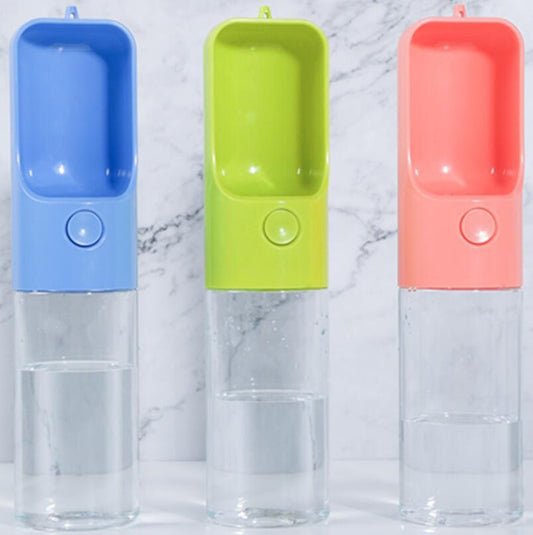 KFX-8619069 Portable Pet Water Bottle with Automatic Feeding System - 450ML Capacity, Blue and Green Options
