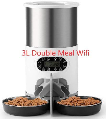 KFX-8619197 Automatic Pet Feeder with Stainless Steel Bowls - 3L and 4.5L Options Available
