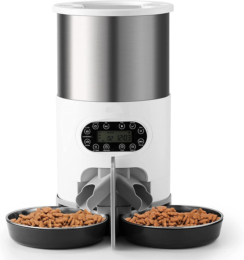 KFX-8619197 Automatic Pet Feeder with Stainless Steel Bowls - 3L and 4.5L Options Available