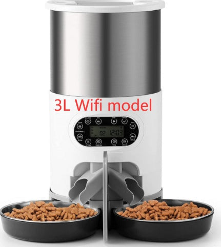 KFX-8619197 Automatic Pet Feeder with Stainless Steel Bowls - 3L and 4.5L Options Available