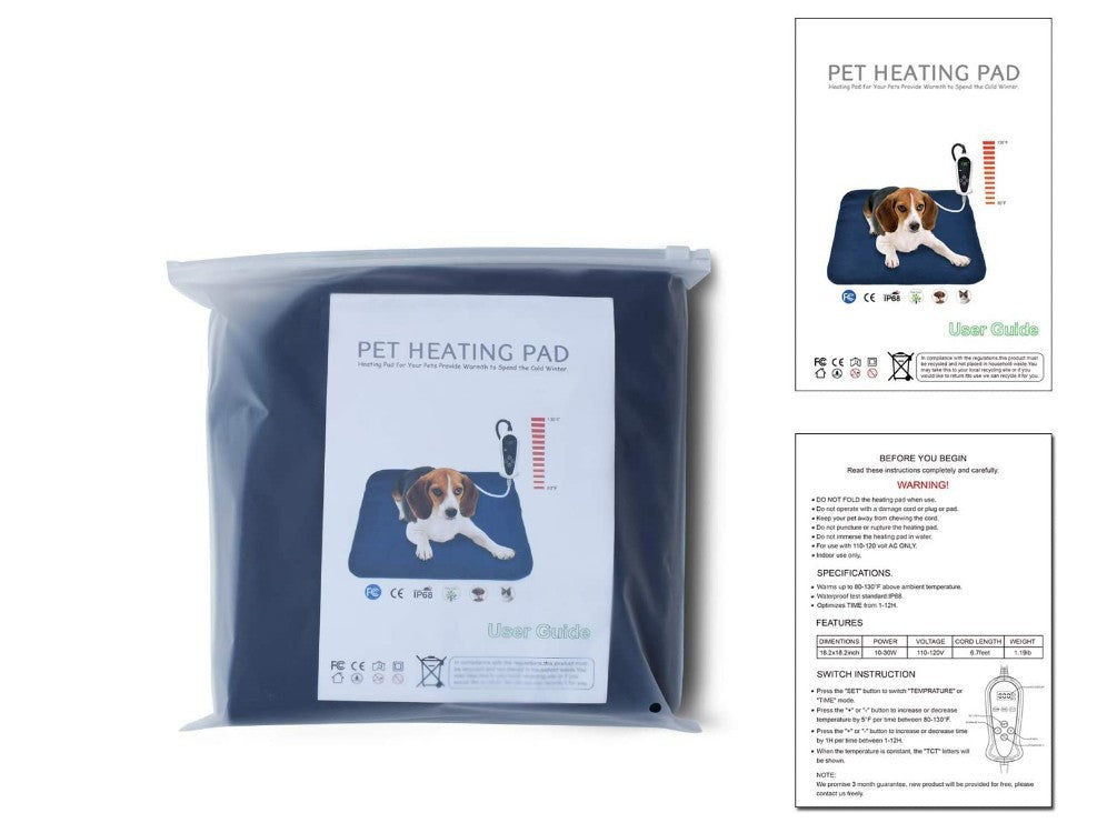 KFX-8619837 Pet Electric Blanket - Small Size 34x44cm, Soft Cloth Material, Lightweight Design