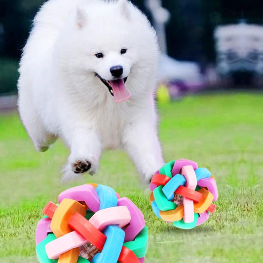 KFX-8620477 Flashing Interactive Dog Ball with Bells - Colorful Chew Toy for Small to Large Dogs