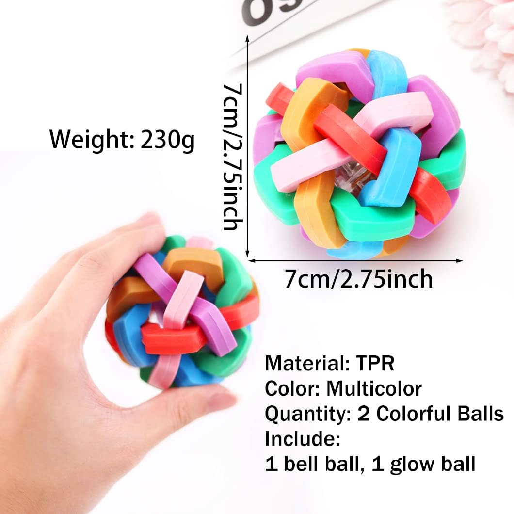 KFX-8620477 Flashing Interactive Dog Ball with Bells - Colorful Chew Toy for Small to Large Dogs