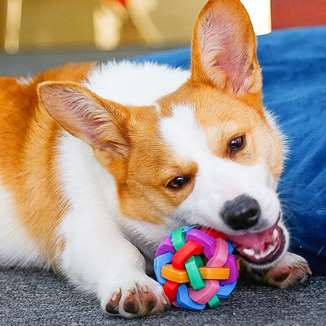 KFX-8620477 Flashing Interactive Dog Ball with Bells - Colorful Chew Toy for Small to Large Dogs