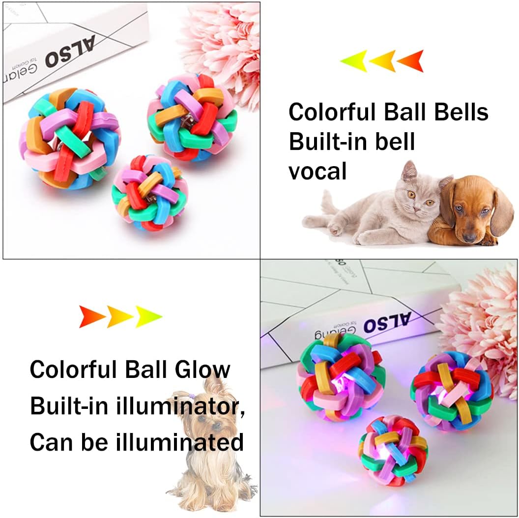 KFX-8620477 Flashing Interactive Dog Ball with Bells - Colorful Chew Toy for Small to Large Dogs