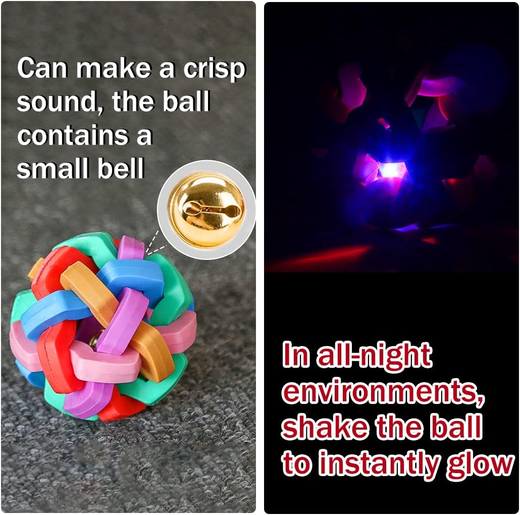 KFX-8620477 Flashing Interactive Dog Ball with Bells - Colorful Chew Toy for Small to Large Dogs