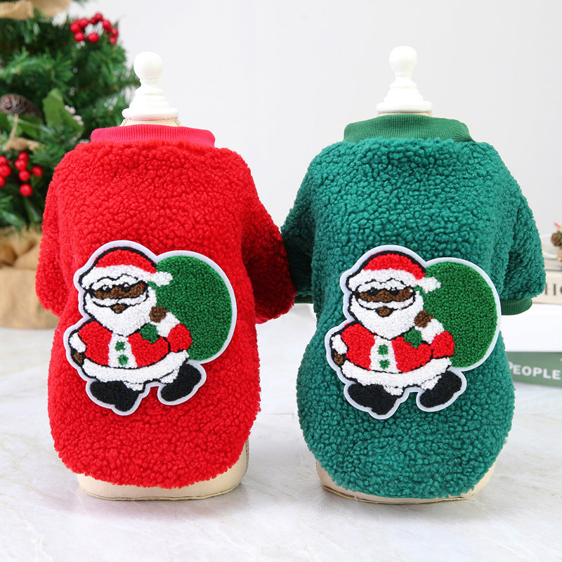 KFX-8621373 Cozy Christmas Fleece Apparel for Small Dogs - Casual Two-Legged Clothing in Various Colors and Sizes