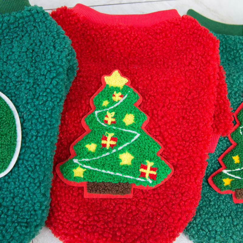 KFX-8621373 Cozy Christmas Fleece Apparel for Small Dogs - Casual Two-Legged Clothing in Various Colors and Sizes