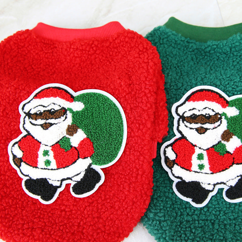 KFX-8621373 Cozy Christmas Fleece Apparel for Small Dogs - Casual Two-Legged Clothing in Various Colors and Sizes