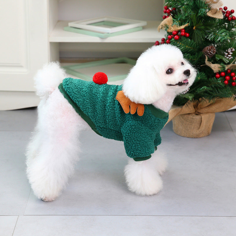 KFX-8621373 Cozy Christmas Fleece Apparel for Small Dogs - Casual Two-Legged Clothing in Various Colors and Sizes