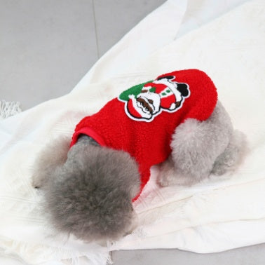 KFX-8621373 Cozy Christmas Fleece Apparel for Small Dogs - Casual Two-Legged Clothing in Various Colors and Sizes
