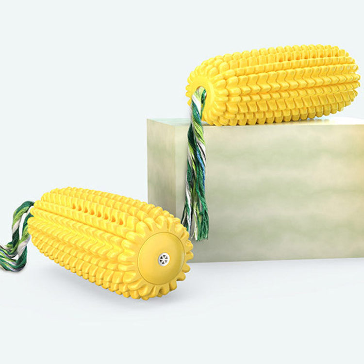 KFX-8621629 Durable Yellow Corn Dog Toy with Sound and No Sound Options for Pets