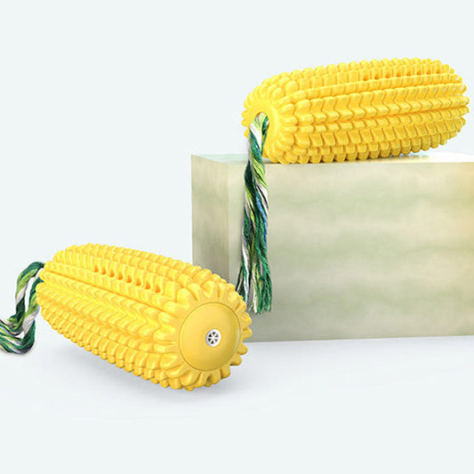 KFX-8621629 Durable Yellow Corn Dog Toy with Sound and No Sound Options for Pets
