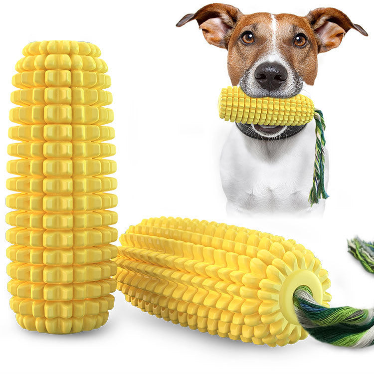 KFX-8621629 Durable Yellow Corn Dog Toy with Sound and No Sound Options for Pets