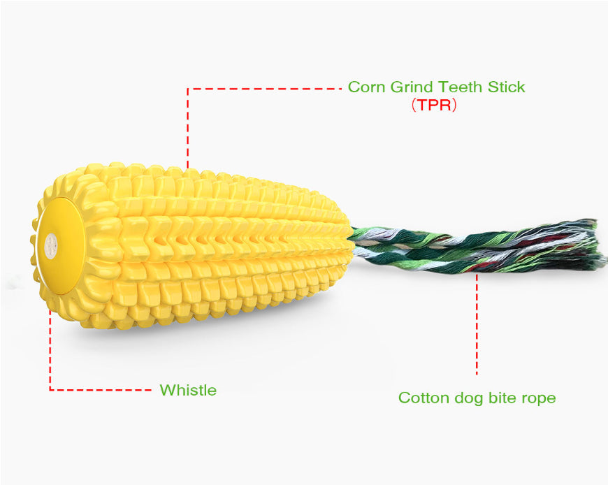 KFX-8621629 Durable Yellow Corn Dog Toy with Sound and No Sound Options for Pets