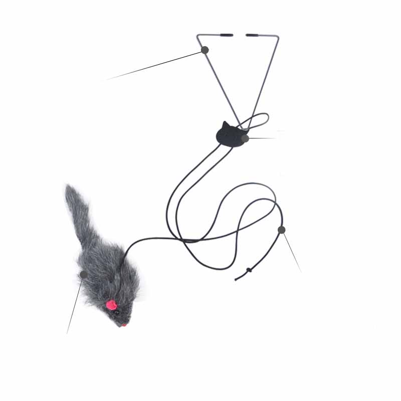 KFX-8623805 Telescopic Hanging Cat Toy with Adjustable Elastic Rope and Swinging Mouse Design