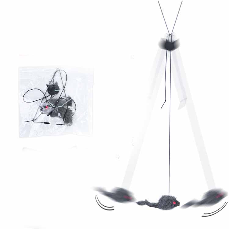 KFX-8623805 Telescopic Hanging Cat Toy with Adjustable Elastic Rope and Swinging Mouse Design