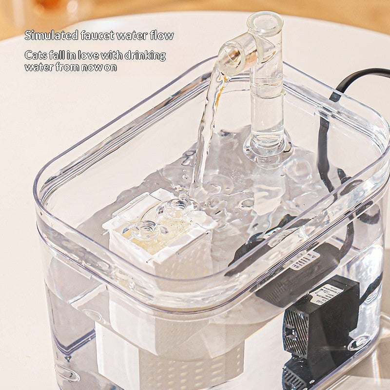 KFX-8624829 Portable Automatic Cat Water Fountain with Transparent Crystal Design