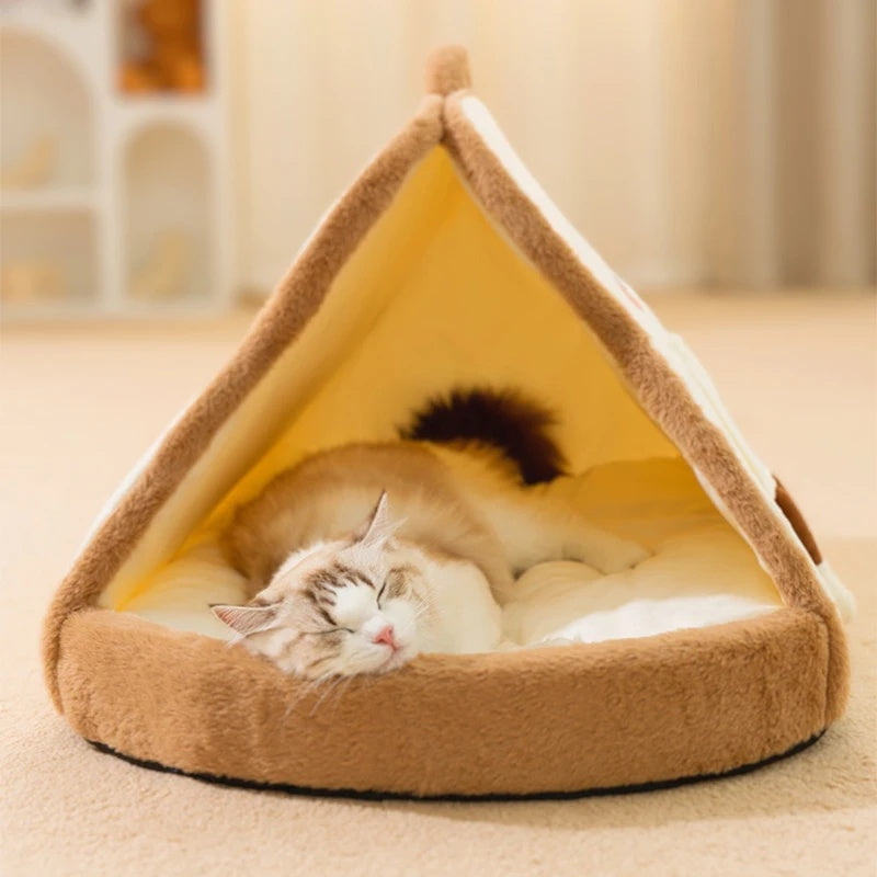 KFX-8626237 Cozy Winter Cat Tent Soft Nest Bed for Deep Sleeping Pets