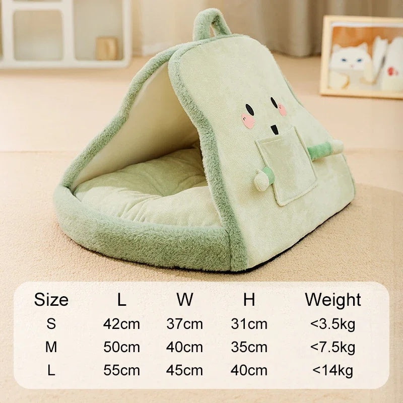 KFX-8626237 Cozy Winter Cat Tent Soft Nest Bed for Deep Sleeping Pets