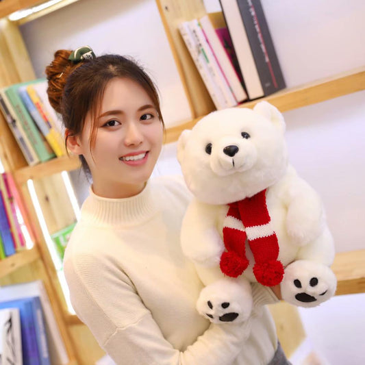 KFX-8626365 Adorable Plush Polar Bear Doll with Colorful Scarves - Perfect Gift for Children