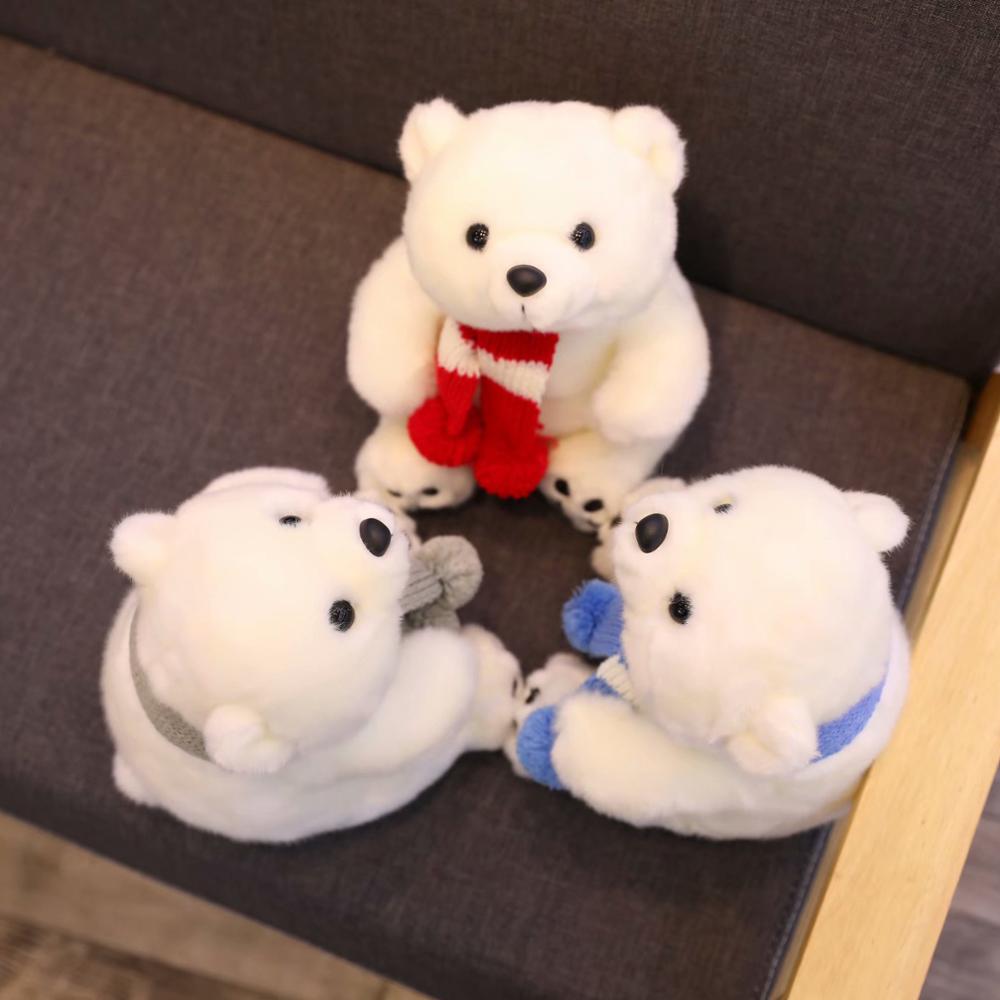 KFX-8626365 Adorable Plush Polar Bear Doll with Colorful Scarves - Perfect Gift for Children