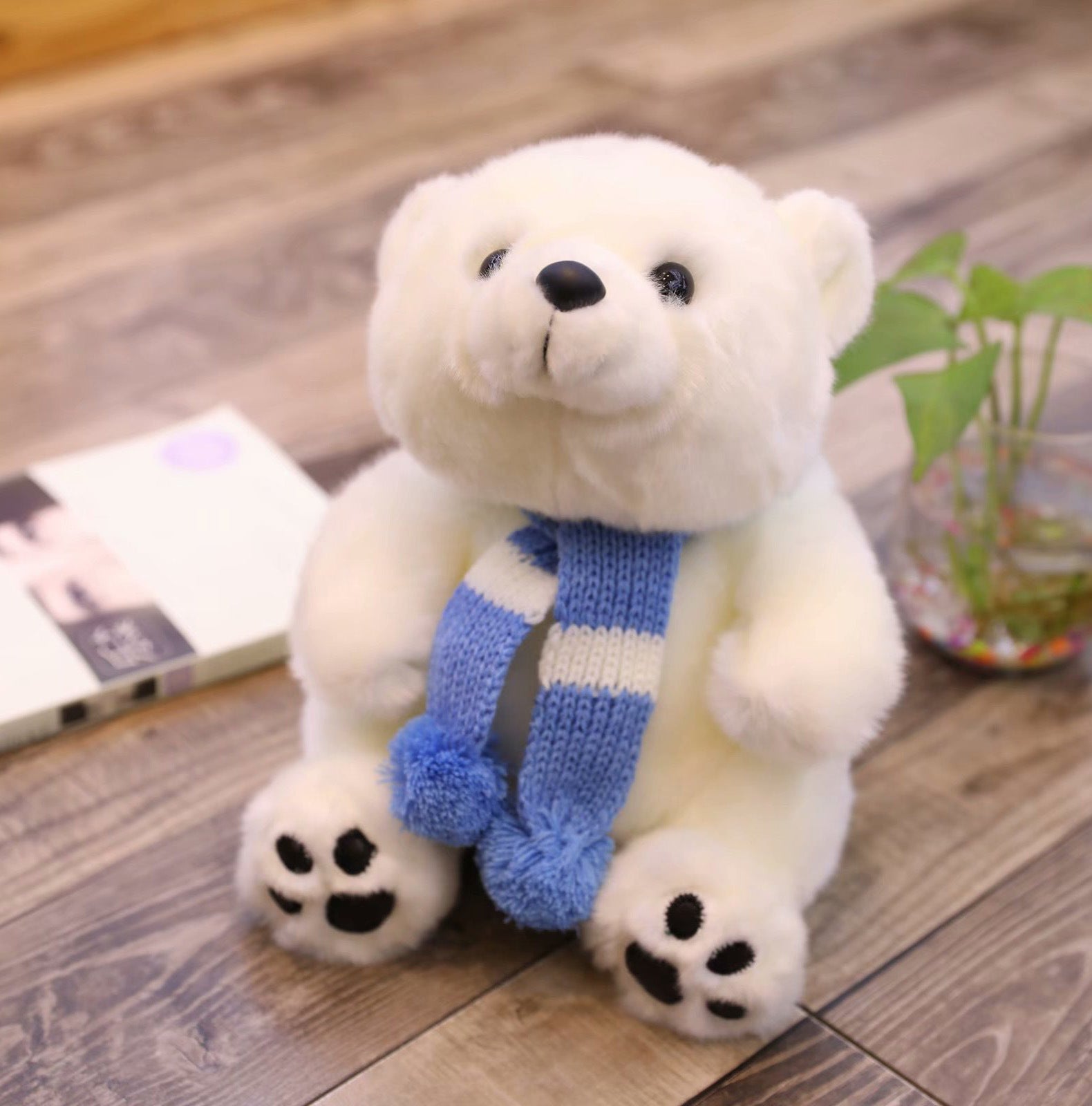 KFX-8626365 Adorable Plush Polar Bear Doll with Colorful Scarves - Perfect Gift for Children