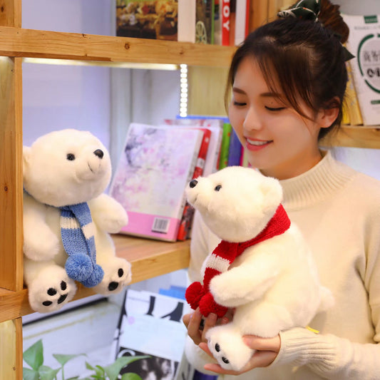 KFX-8626365 Adorable Plush Polar Bear Doll with Colorful Scarves - Perfect Gift for Children
