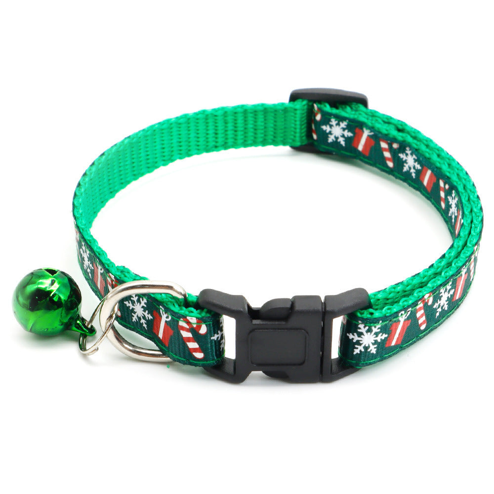 KFX-8626749 Christmas Bell Dog Collar Decoration in Light Green, Green, White, and Red Variants