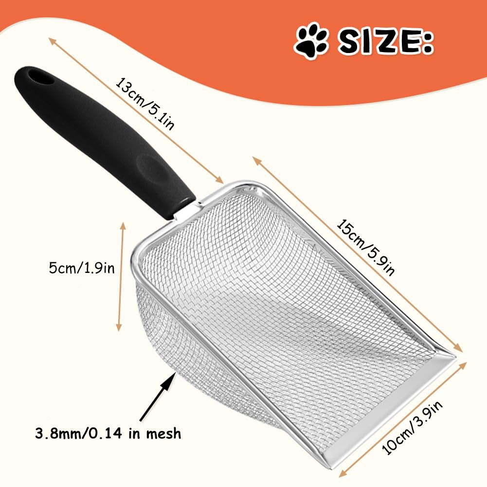 KFX-8631997 Stainless Steel Cat Litter Scoop with Small Mesh for Easy Cleanup and Comfort
