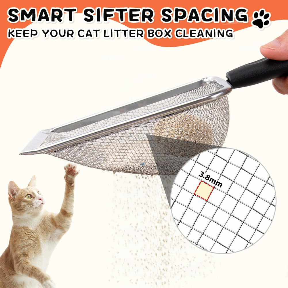 KFX-8631997 Stainless Steel Cat Litter Scoop with Small Mesh for Easy Cleanup and Comfort