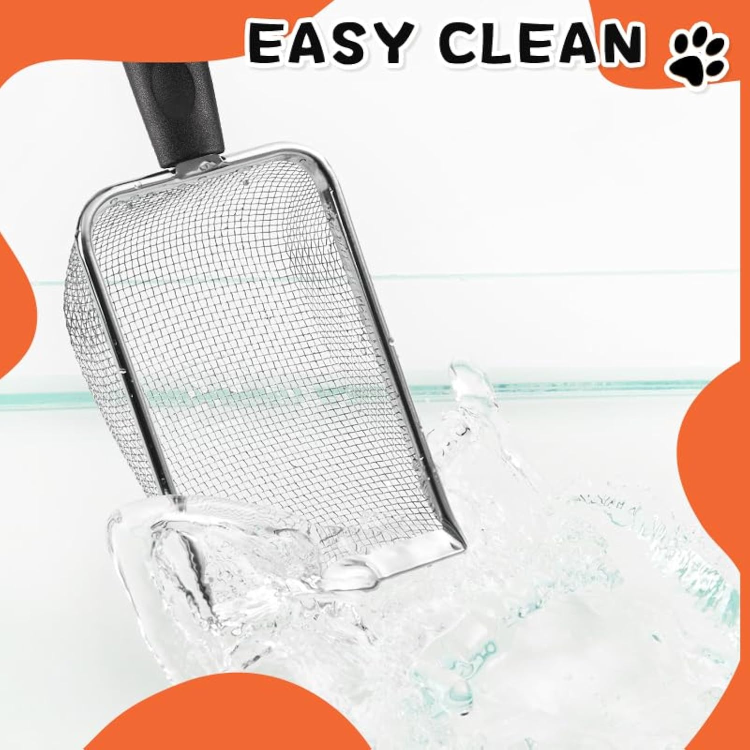 KFX-8631997 Stainless Steel Cat Litter Scoop with Small Mesh for Easy Cleanup and Comfort