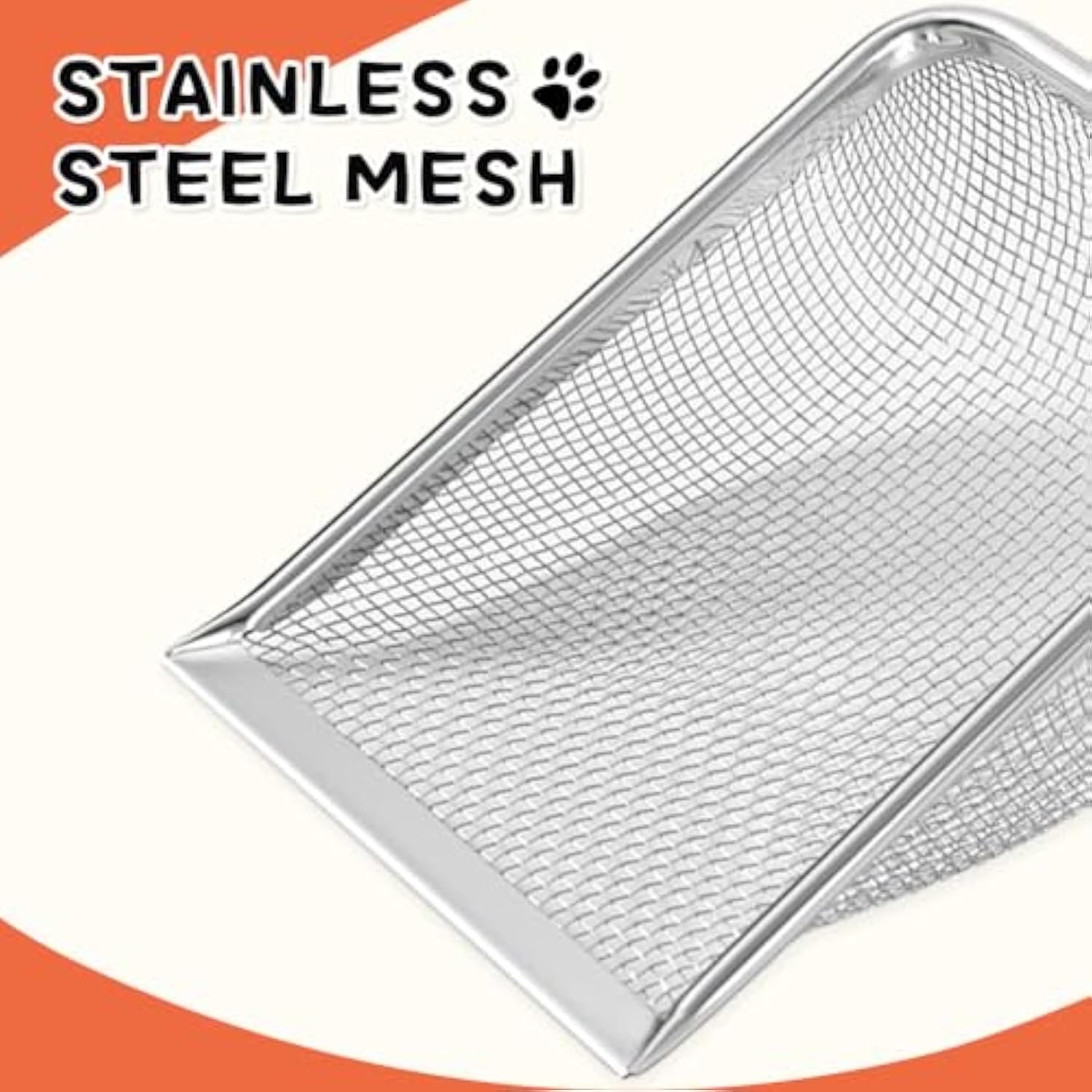 KFX-8631997 Stainless Steel Cat Litter Scoop with Small Mesh for Easy Cleanup and Comfort
