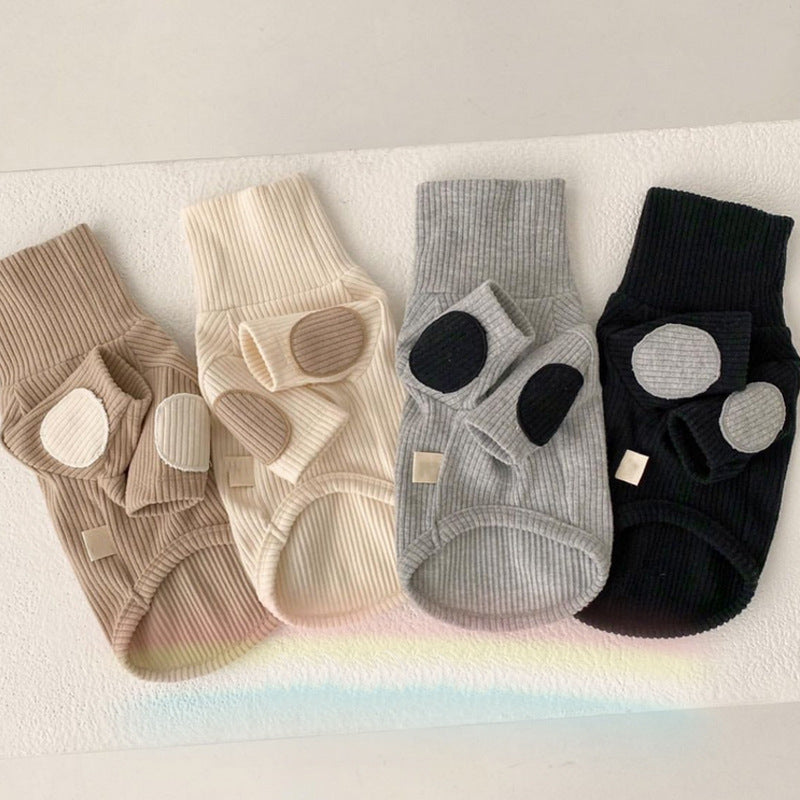 KFX-8632509 Stylish Contrast Vertical Pet Clothing in Brown, Black, Beige, and Grey - Multiple Sizes Available