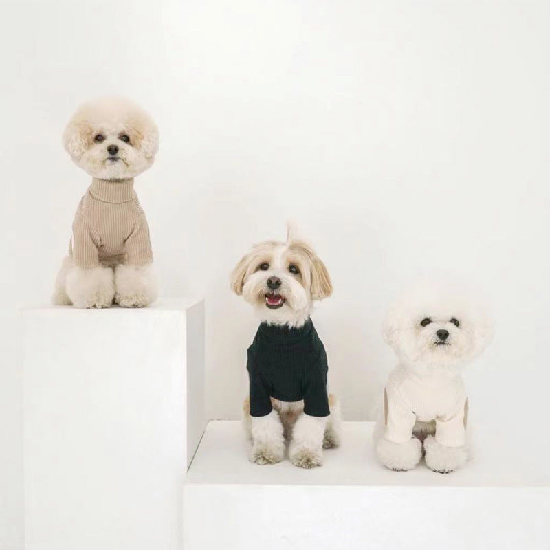 KFX-8632509 Stylish Contrast Vertical Pet Clothing in Brown, Black, Beige, and Grey - Multiple Sizes Available