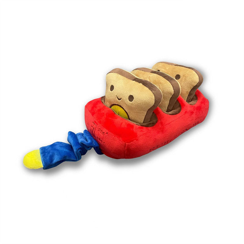 KFX-8634173 Dog Bread Machine Plush Toy for Food Hiding and Molar Training - Red, 27x15x16cm