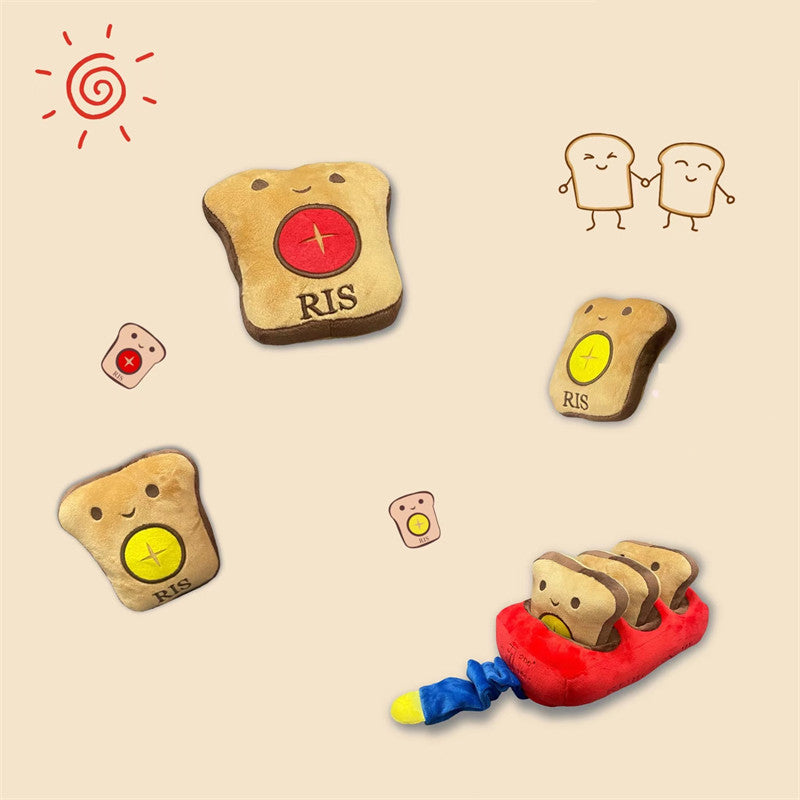 KFX-8634173 Dog Bread Machine Plush Toy for Food Hiding and Molar Training - Red, 27x15x16cm