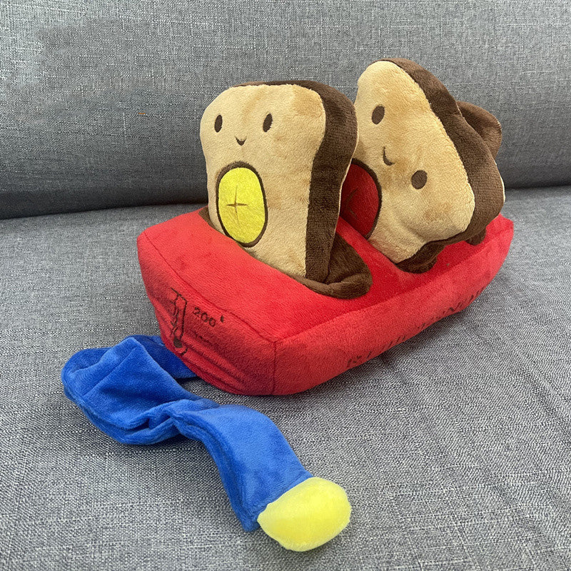 KFX-8634173 Dog Bread Machine Plush Toy for Food Hiding and Molar Training - Red, 27x15x16cm