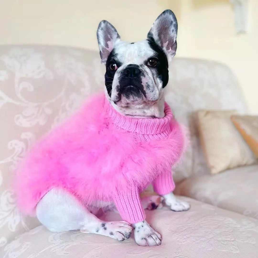 KFX-8638269 Cozy Wool Sweater for Dogs and Cats in Pink and Blue, Sizes S to XL