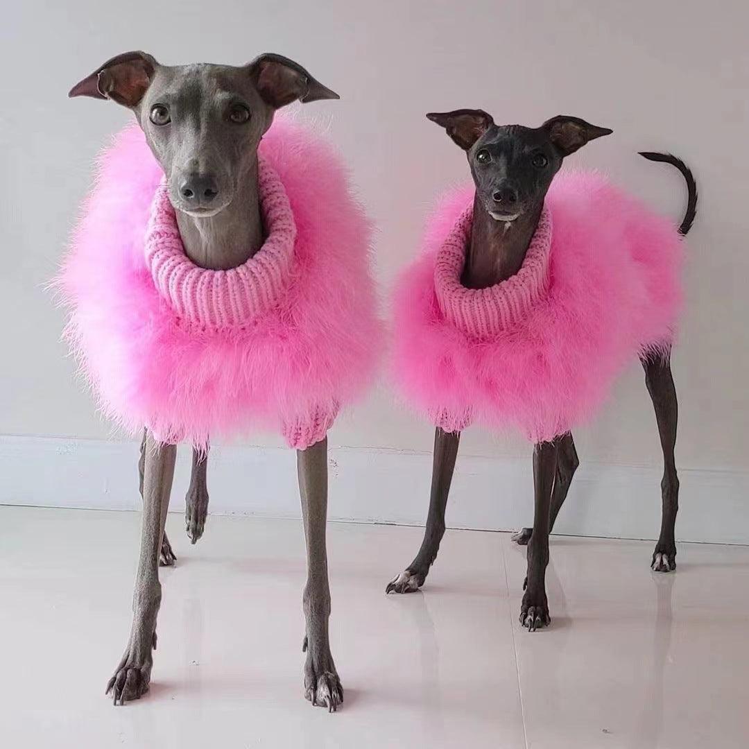 KFX-8638269 Cozy Wool Sweater for Dogs and Cats in Pink and Blue, Sizes S to XL