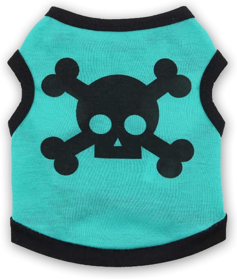 KFX-8639933 Halloween Skull Bones Dog Vest for Small and Medium Pets - Stretchy Cotton Tank Top Costume